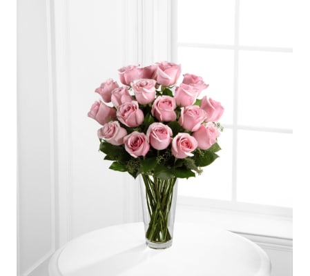 Long Stem Pink Rose Bouquet Eighteen Roses