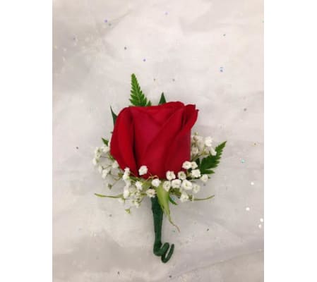 Bout 3 - Red standard rose with babies breath (pick up only)