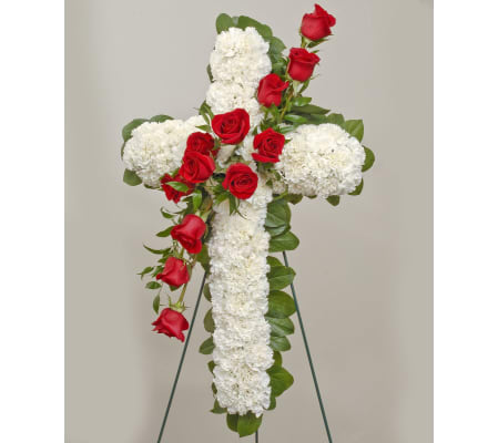 White Cross with Roses