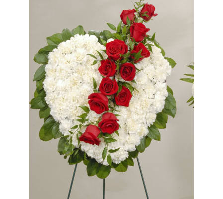 White Closed Heart with a Roses