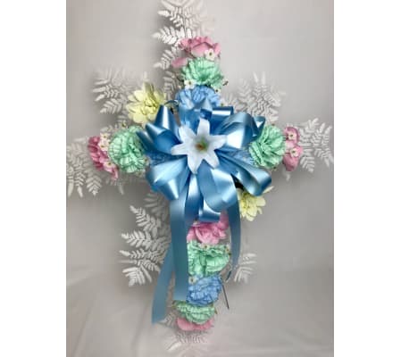 Silk Cross for Grave (Pastel Colors
