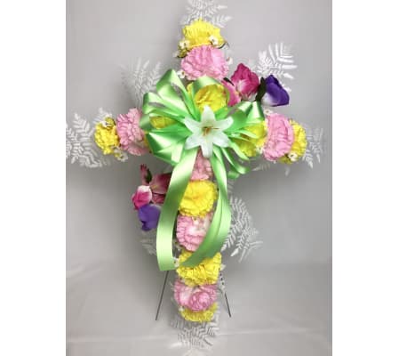 Silk Cross for Grave (Mixed Colors)