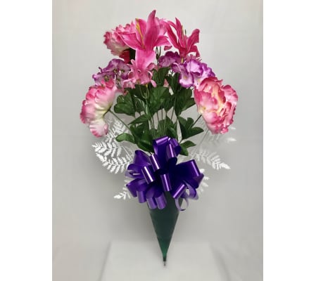 Silk Bouquet for Grave (Pink)