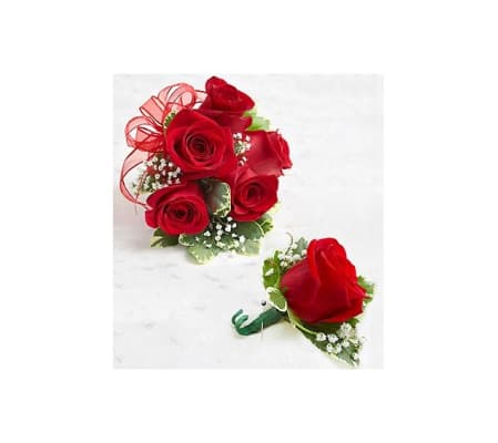 Prom Red Rose Corsage & Boutonniere
