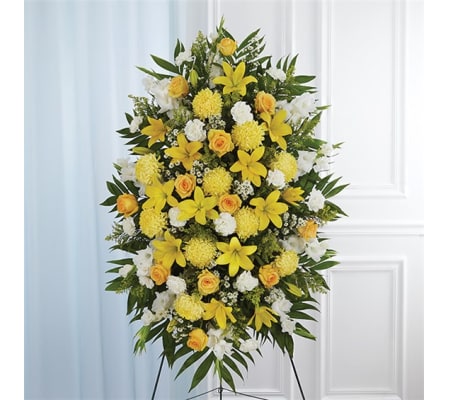Sympathy Yellow & White Standing Spray