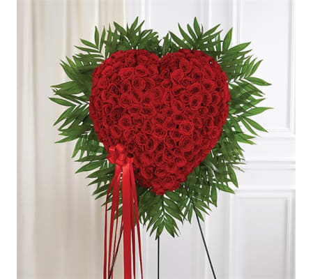Sympathy Red Rose Bleeding Heart Solid Heart Standing