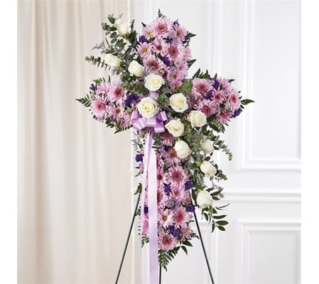 Sympathy Peace & Prayers Standing Cross Lavender