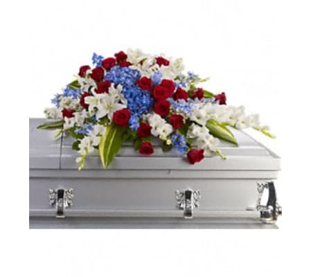 Distinguished Service Casket Spray Blue and White