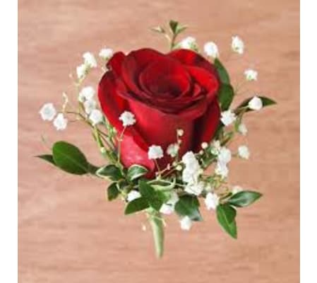 Red Rose Boutonniere w/ filler
