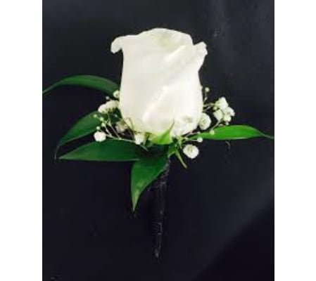 White Rose Boutonniere w/filler