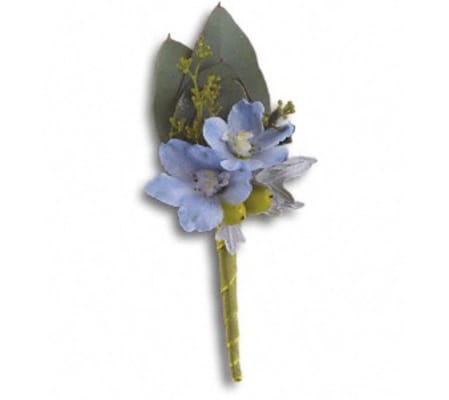 The Hero's Blue boutonniere