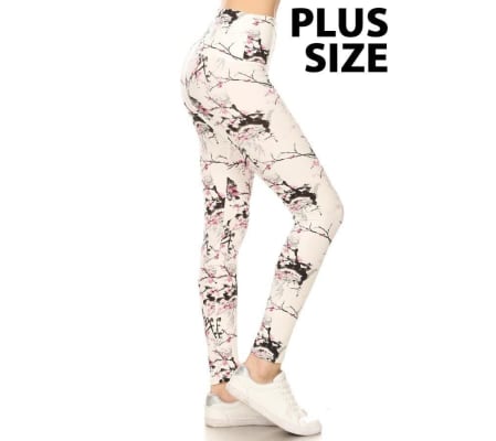 Plus Size Cherry Blossom Leggings