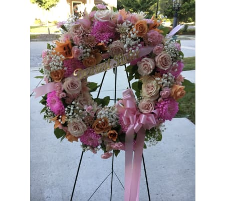 A Sympathy Wreath in Rich Pastels