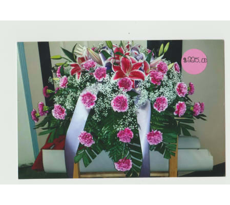 Casket W/ Carnations, Lillys & Filler