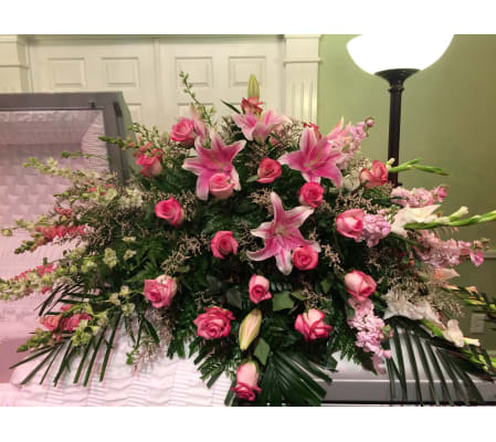 Custom Designed Pink Casket Cover