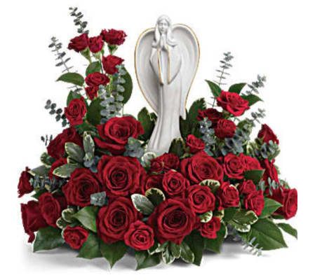 Angel in Red Rose Garden