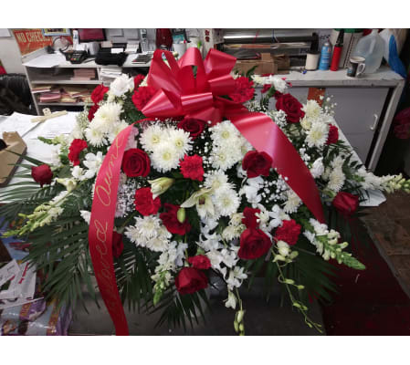 Magnificent Casket cover red and white