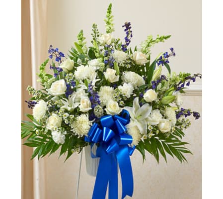 Blue and White Standing Basket