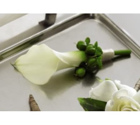 White Calla Boutonniere *PLEASE CALL TO ORDER*