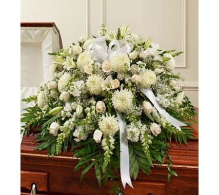 Cherished Memories White Casket Cover