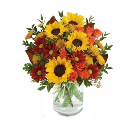 Sunflowers in a mason jar