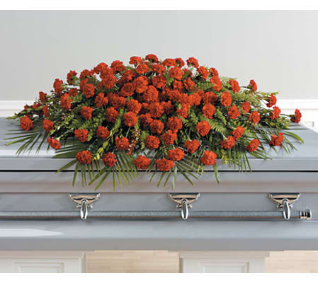 Full Couch Red Carnation Casket Spay