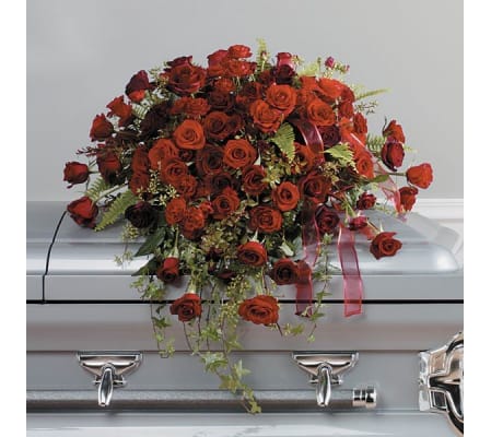 Red and Burgundy Rose Casket Spray