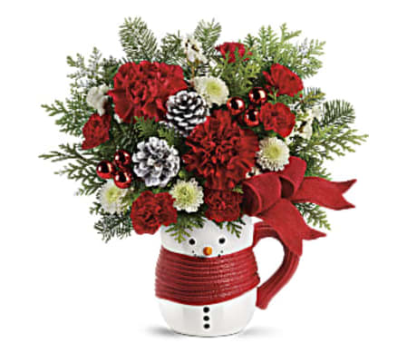 Teleflora Send a Hug Snowman Mug Bouq.