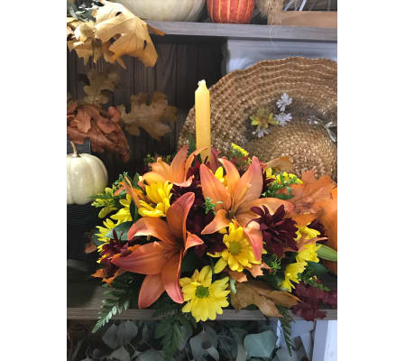 Autumn lilies centerpiece beauty