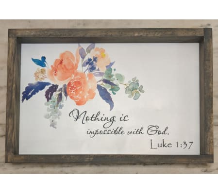 Nothing is impossible with God, Framed Floral Wall Art