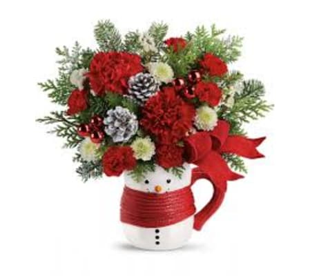Teleflora SNOWMAN MUG ARRANGEMENT