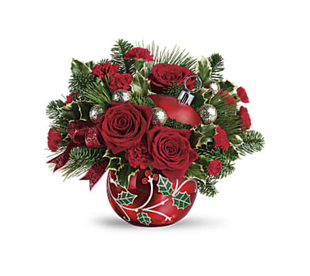 The Teleflora's Deck The Holly Ornament Bouquet
