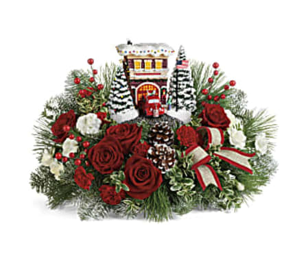 Teleflora's Thomas Kinkade's Festive Fire Station Bouquet