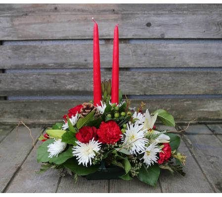 2 Candle Christmas Arrangement