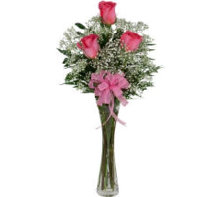 Triple Pink Rose with vase 19