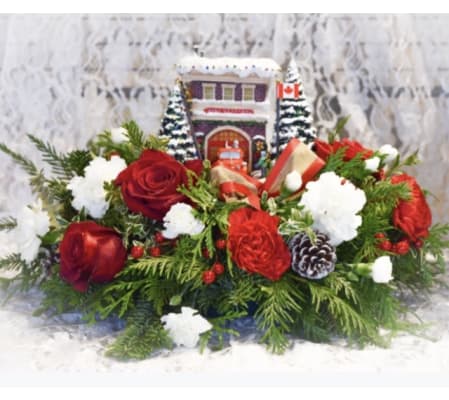 Thomas Kinkade Festive Fire Station Bouquet