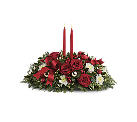 The Teleflora Holiday Shimmer Centerpiece
