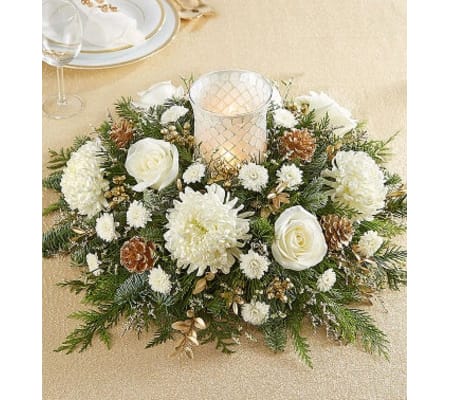 ALL WHITE AND GOLD CENTERPIECE