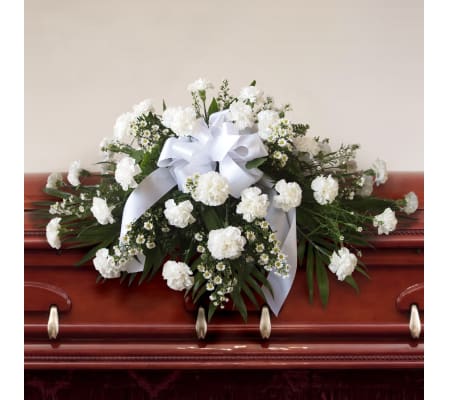 Casket Spray-White Carnations