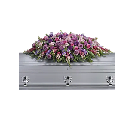Beautiful Lavender Tribute Casket Spray