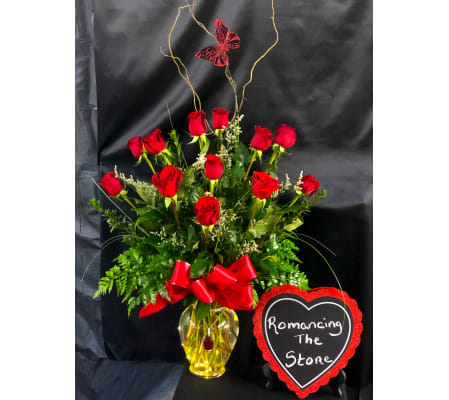 Romancing The Stone Lighted Vase Keepsake Necklace Bouquet