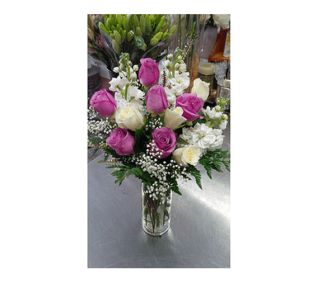 Premium Purple and white Rose bouquet by Vivian