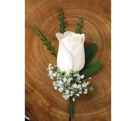 pure white boutonniere