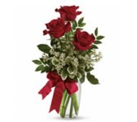 three rose bud vase