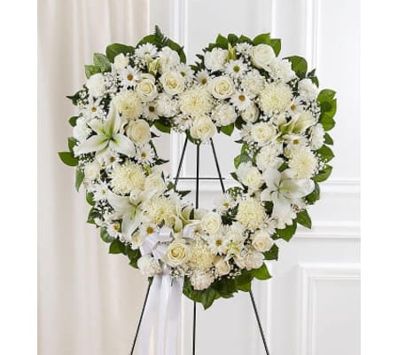 Open Heart Wreath- White