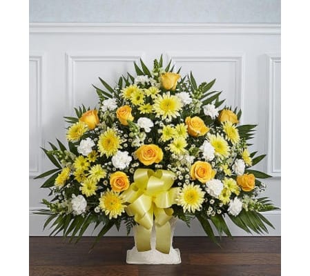 Funeral Floor Basket- Yellow