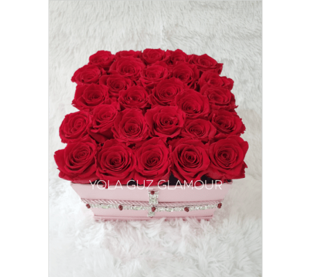 Preserved Red Roses in Square Box 2 Years Life span