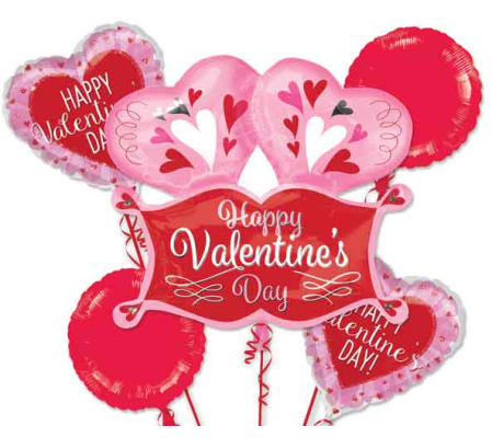 Valentine Double Heart Marquee Balloon Bouquet