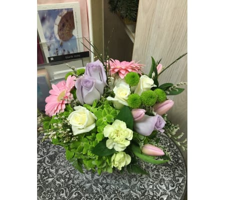 sweet lavender and pink flowers by Vivian