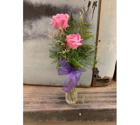Two Lavander Rose Bud Vase